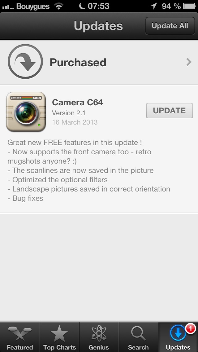 Camera C64 2.1 has hit the App Store and it’s pretty cool! Includes support for front camera.