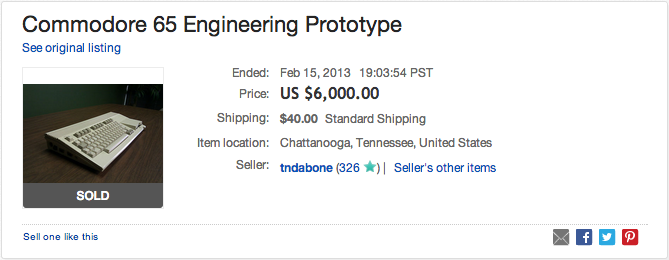 I think I had missed that quick Buy It Now auction back in February for a (non-working) Commodore...