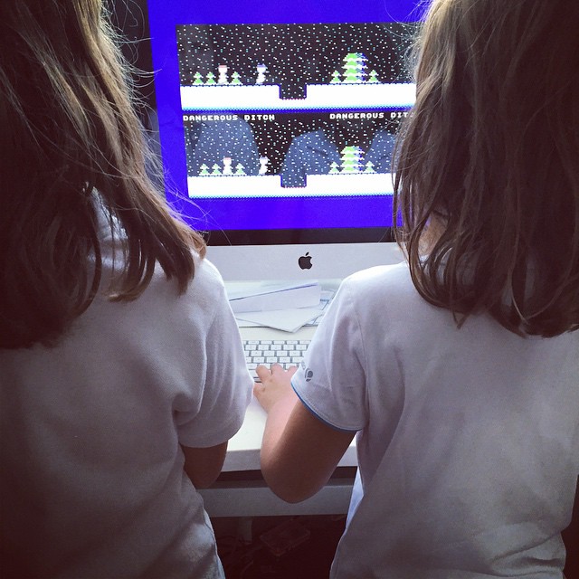 The girls now playing the amazing Frosty the Snowman 2 ! :) #c64 #tw
